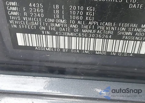 2014 Subaru Legacy 2.5I Premium z USA, uszkodzony, nr VIN 4S3BMBC65E3036264